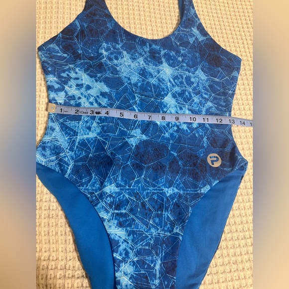 NWOT Blue Patterned One Piece Swimsuit - Picture 6 of 12